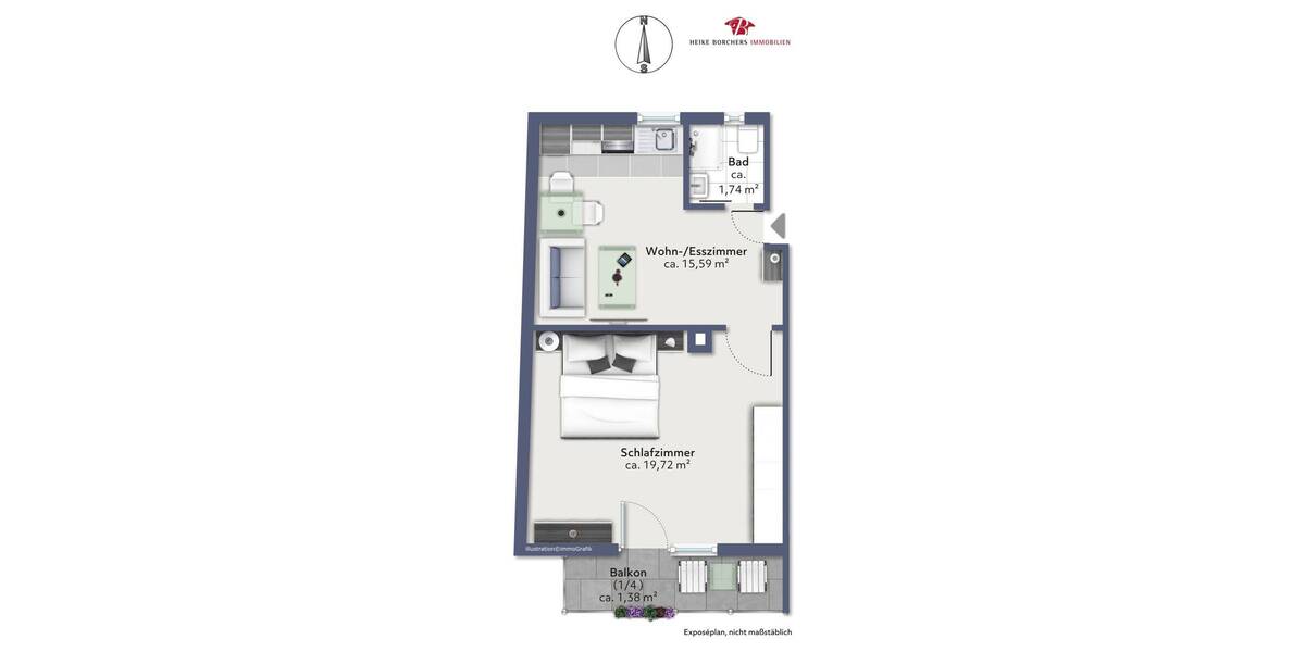 Etagenwohnung Ottobrunn - 2 Zimmer, 38 m&sup2;, 770&euro; | Angebot:26083126