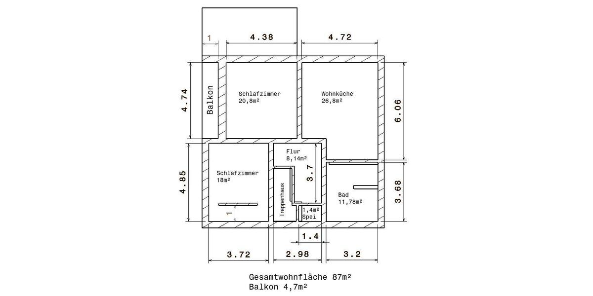 Etagenwohnung Osterhofen - 3 Zimmer, 87 m&sup2;, 1.090&euro; | Angebot:25973546
