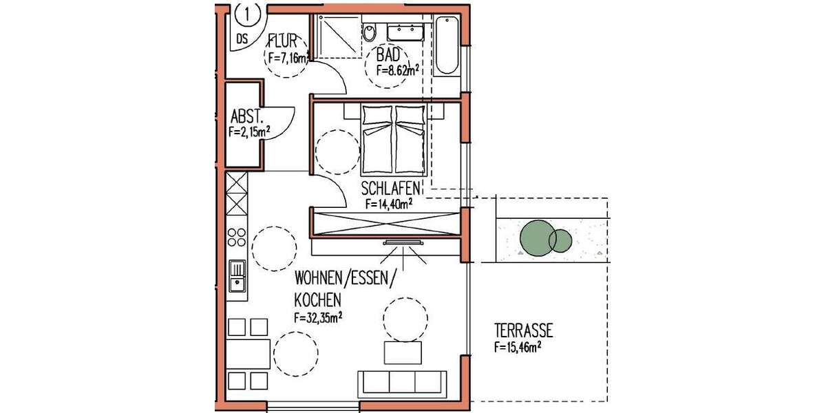 Etagenwohnung Dettingen - 2.5 Zimmer, 73 m&sup2;, 1.095&euro; | Angebot:25349306