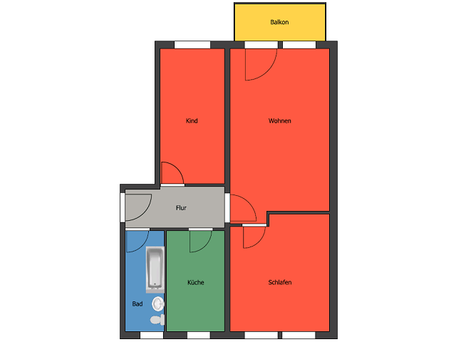 Etagenwohnung Meißen - 3 Zimmer, 58 m&sup2;, 377&euro; | Angebot:25928266