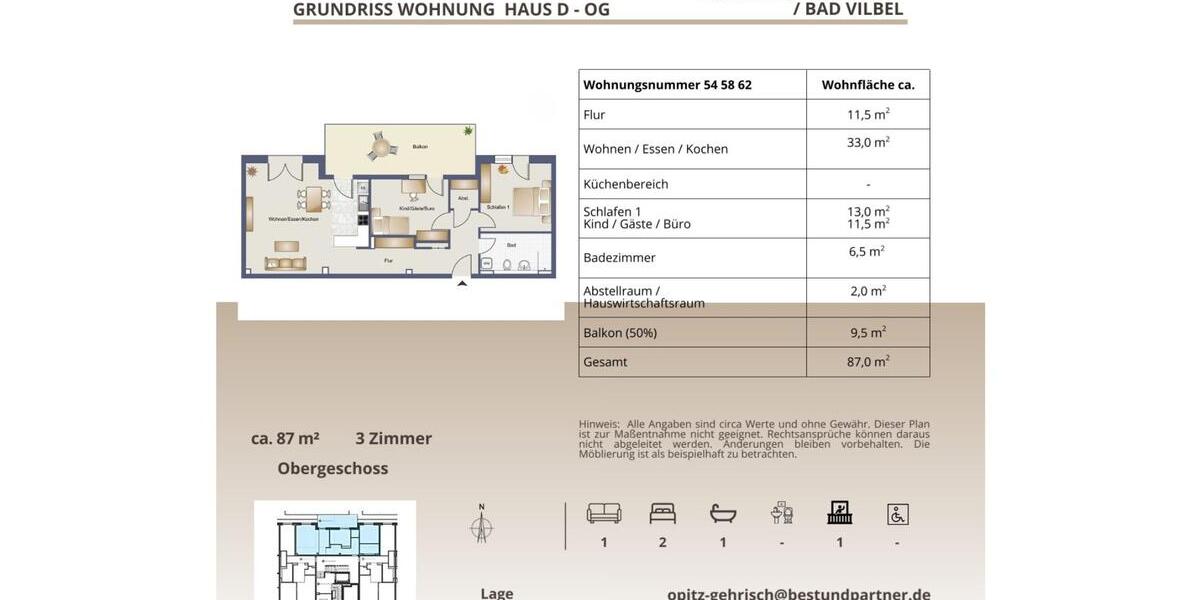 Etagenwohnung Bad Vilbel - 1 Zimmer, 39 m&sup2;, 857&euro; | Angebot:23845644