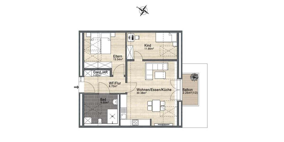 Barrierefreie 3-Zimmer-Dachgeschoss-Wohnung inkl. Stellplatz 3 zimmer