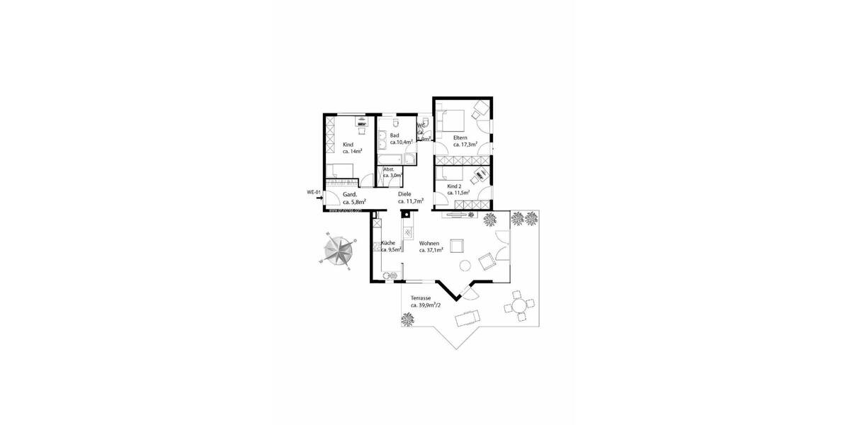 Etagenwohnung Starnberg Söcking - 4 Zimmer, 138 m&sup2;, 2.600&euro; | Angebot:26343177