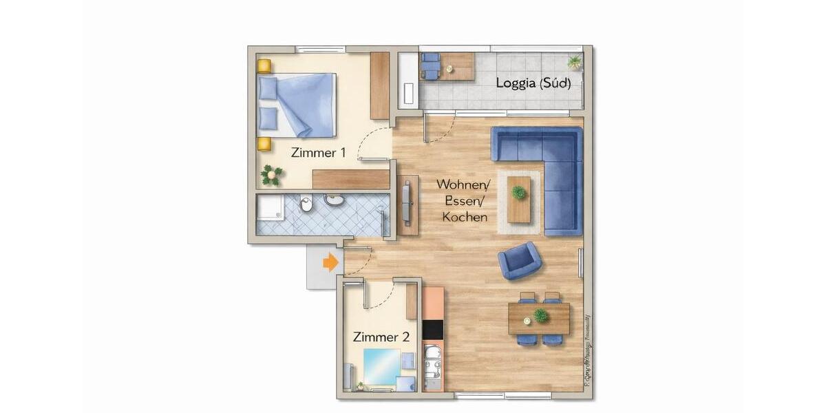 Dachgeschoßwohnung Böblingen - 3 Zimmer, 58 m&sup2;, 980&euro; | Angebot:24810674