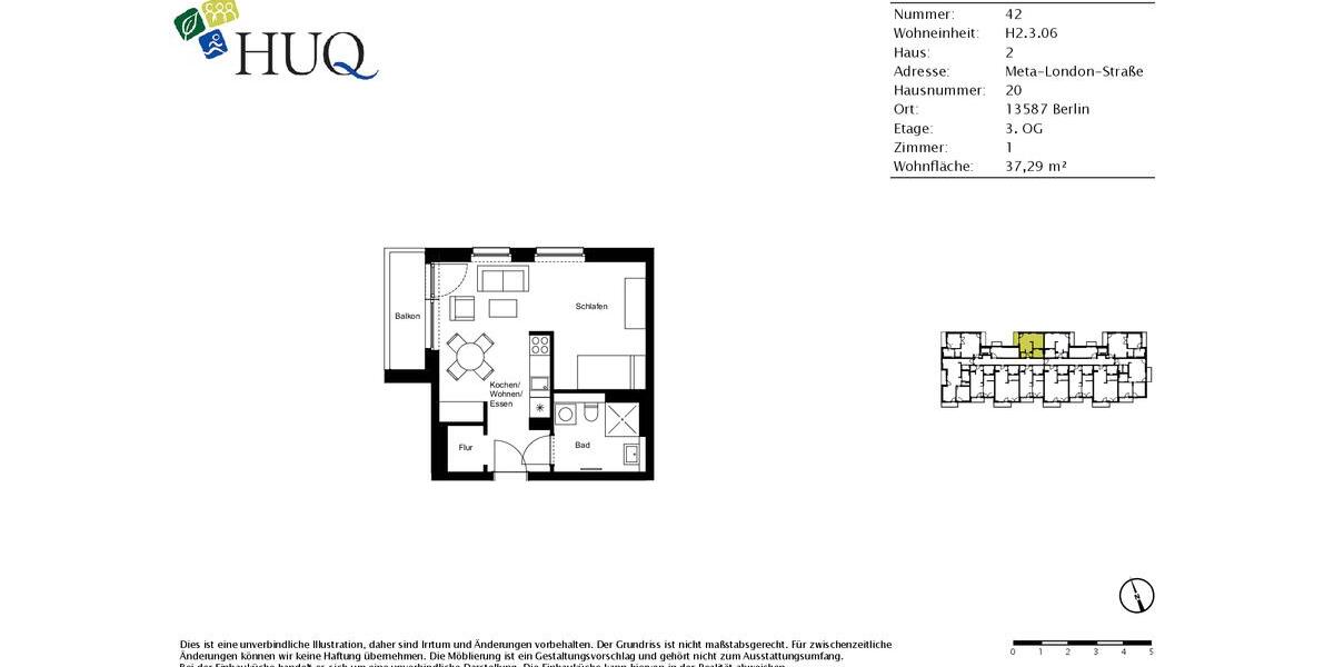 Etagenwohnung Berlin Spandau - 1 Zimmer, 37 m&sup2;, 865&euro; | Angebot:26546506