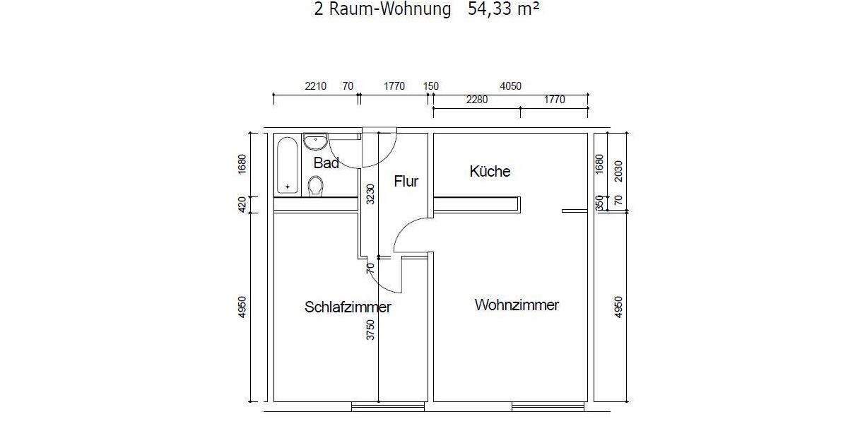 Etagenwohnung Suhl - 2 Zimmer, 54 m&sup2;, 280&euro; | Angebot:26629541