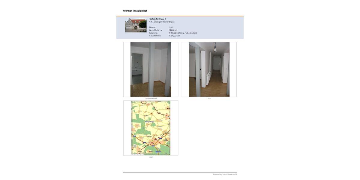 Etagenwohnung Ditzingen - 5 Zimmer, 124 m&sup2;, 1.450&euro; | Angebot:25648731