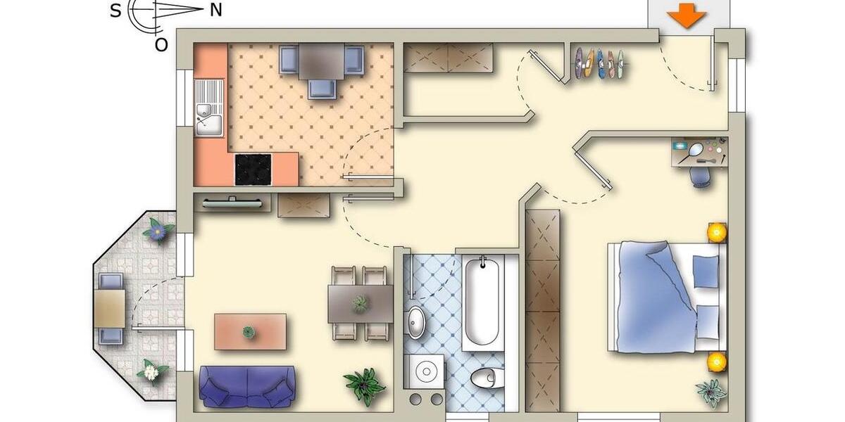 Etagenwohnung Greifswald Eldena - 2 Zimmer, 60 m&sup2;, 678&euro; | Angebot:25790822