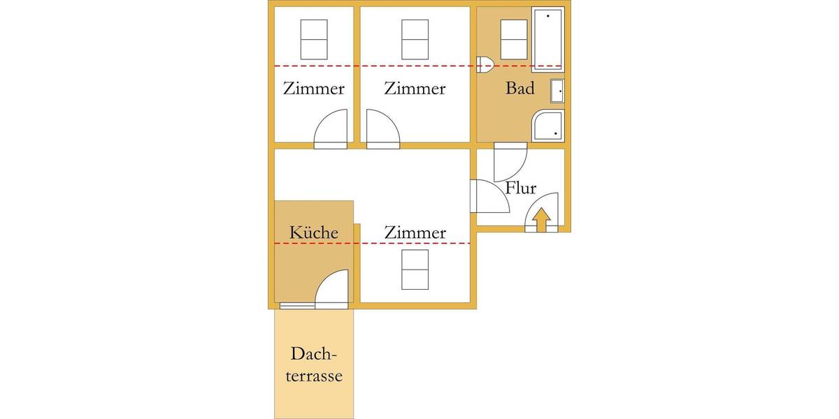 Etagenwohnung Köthen (Anhalt) Köthen - 3 Zimmer, 62 m&sup2;, 470&euro; | Angebot:26470656