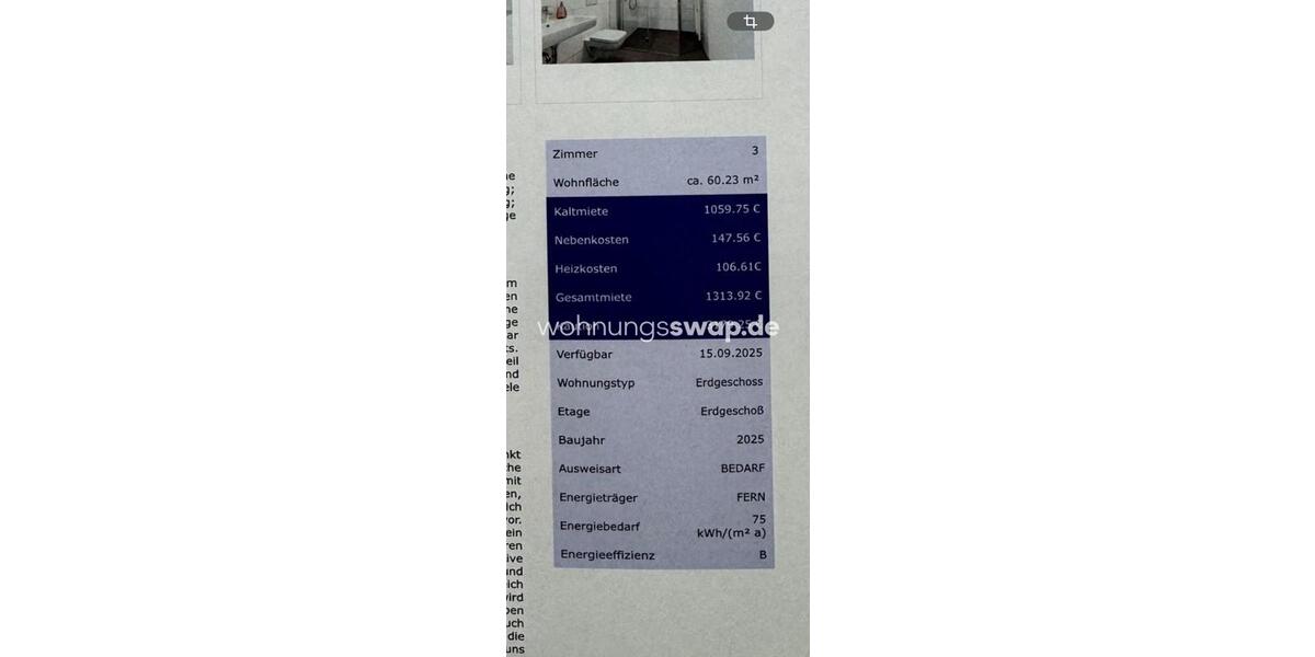 Etagenwohnung Berlin Treptow-Köpenick - 3 Zimmer, 61 m&sup2;, 1.000&euro; | Angebot:26687708