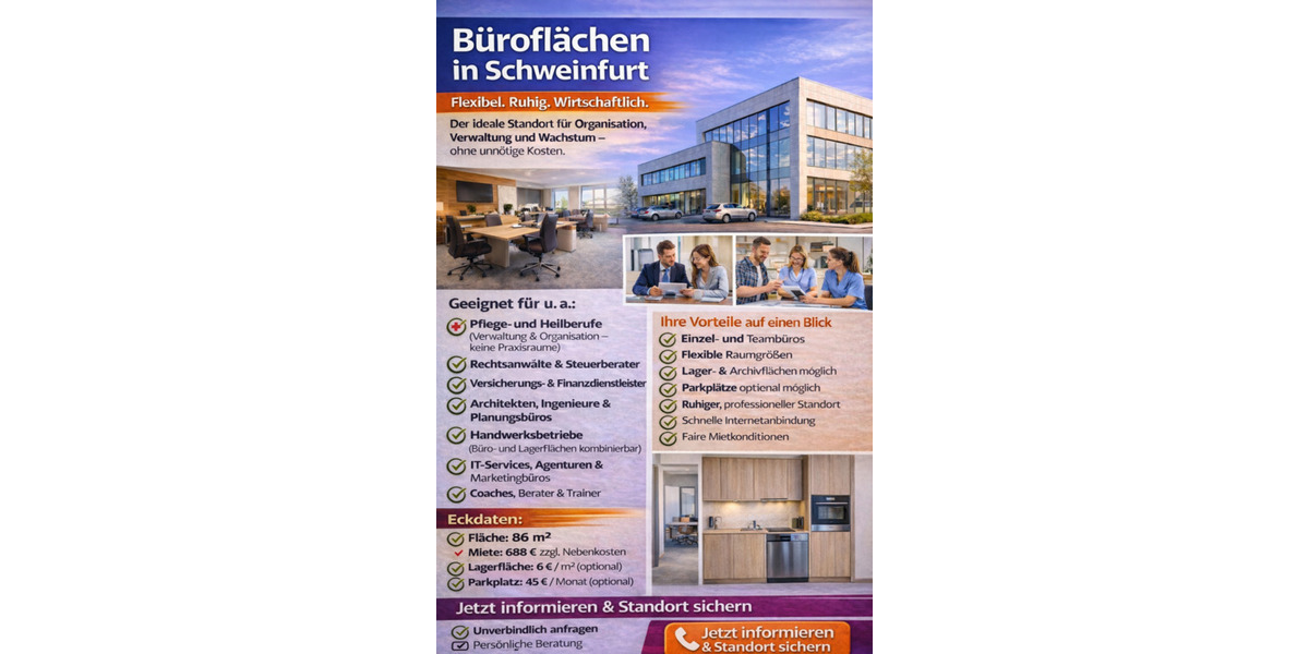 Gewerbeobjekt Schweinfurt Bellevue - 688&euro; | Angebot:25163950