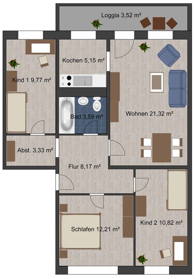 frisch sanierte 4-RaumWohnung mit schöner Aussicht