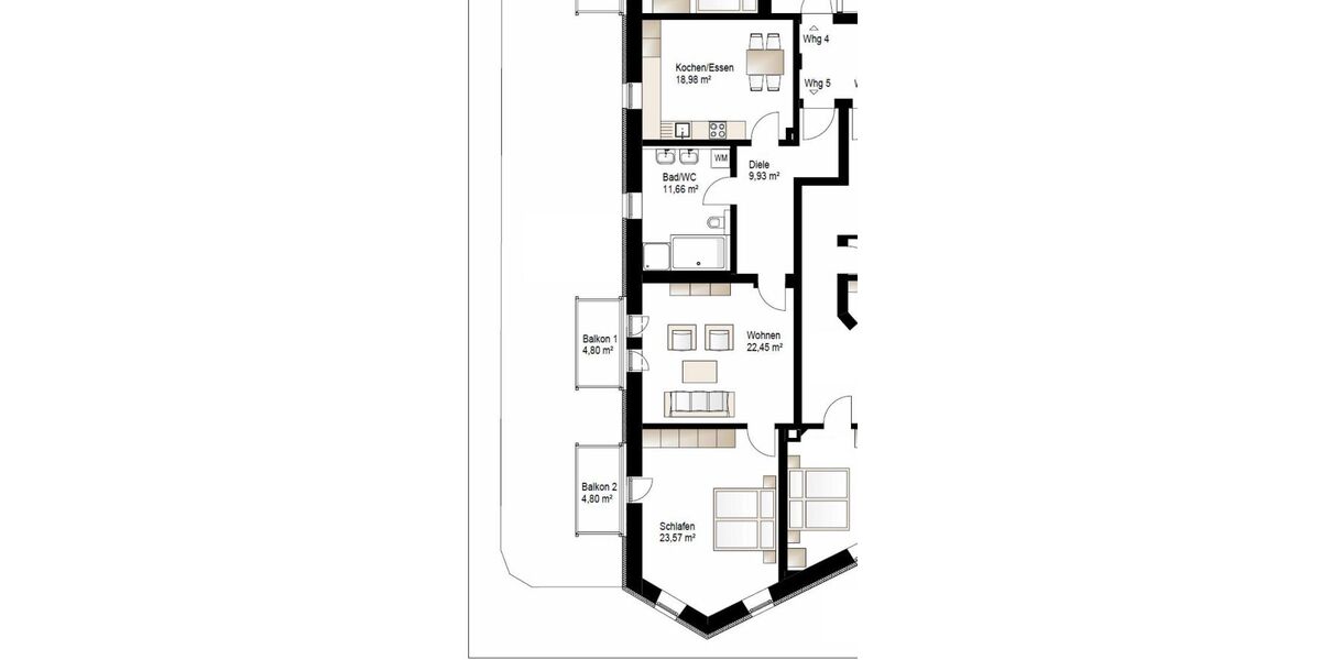 Nahe Lech-Auen: Sanierte 92 qm Altbauwohnung 2 12 Zi. mit 2 Balkonen, Parkett, hohen Räumen, ruhig, nähe KUKA Augsburg - 2- Augsburg Lechhausen | Angebot:26953268