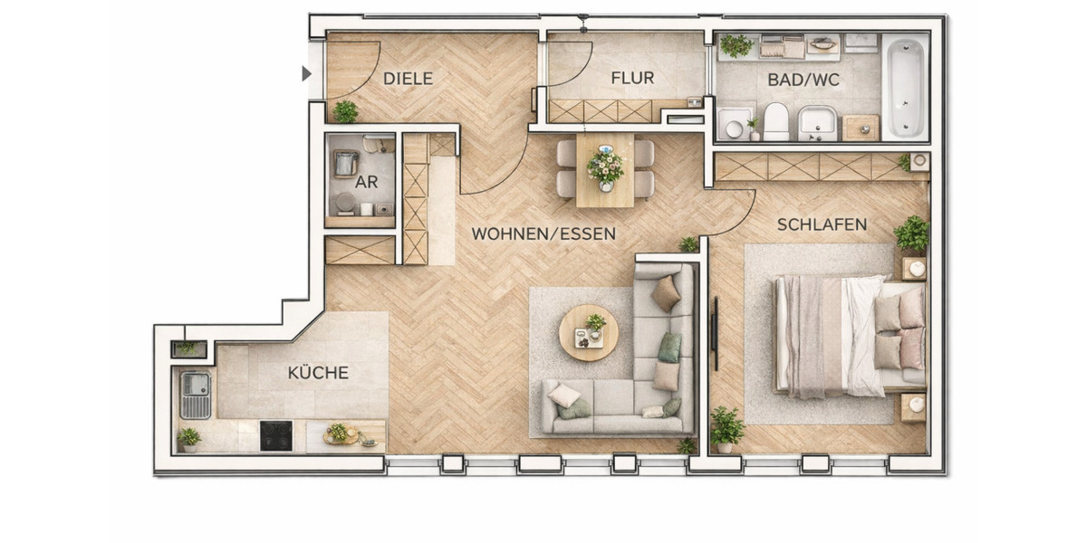 Etagenwohnung Bischofswerda - 2 Zimmer, 53 m&sup2;, 398&euro; | Angebot:24652707