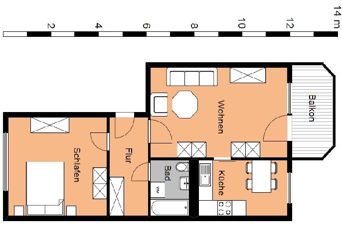 Platz für Sie: Großzügige 2-Raum-Wohnung mit Balkon