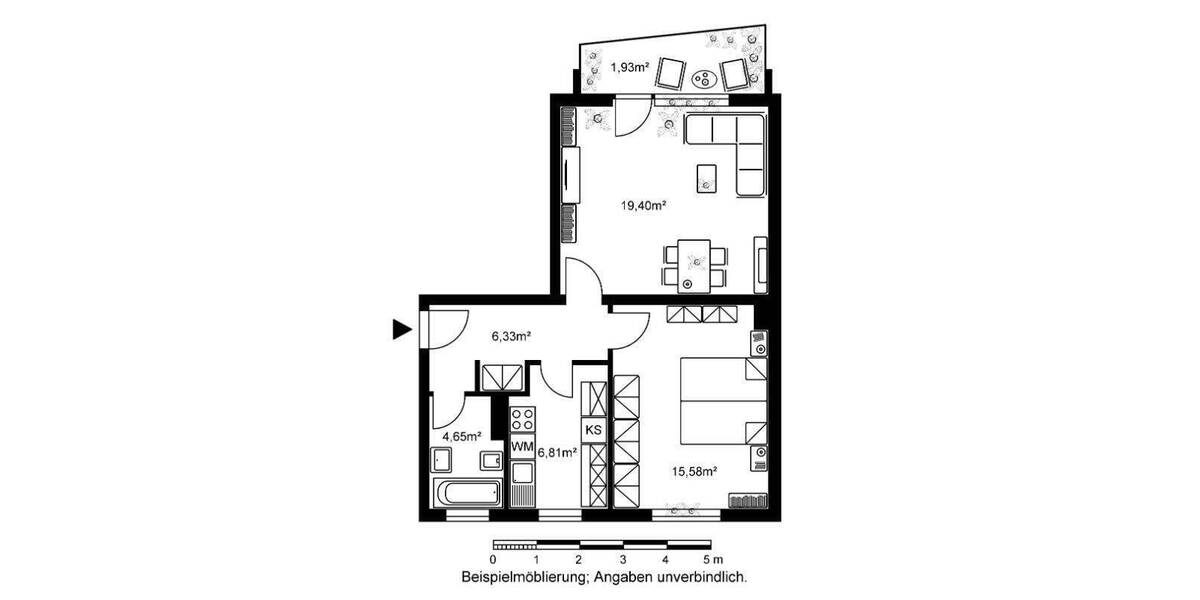 Etagenwohnung Bad Vilbel Heilsberg - 2 Zimmer, 54 m&sup2;, 684&euro; | Angebot:25915841