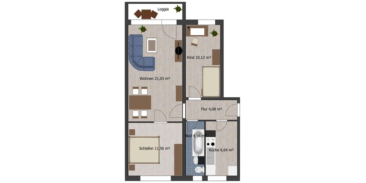3-Raum-Wohnung mit Blick ins Grüne 3 zimmer