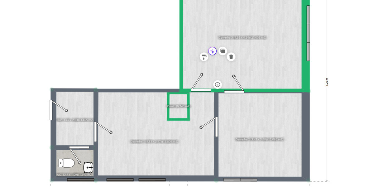Moderne BüroPraxisLagerGewerbeeinheit 54m2 3 Räume zimmer