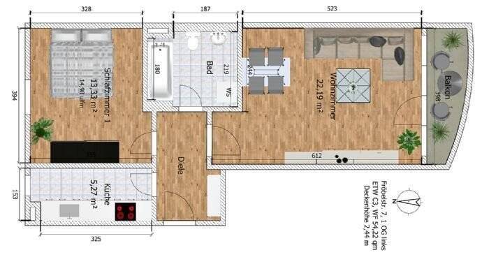 Etagenwohnung Waldheim Schönberg - 2 Zimmer, 54 m&sup2;, 325&euro; | Angebot:26825812