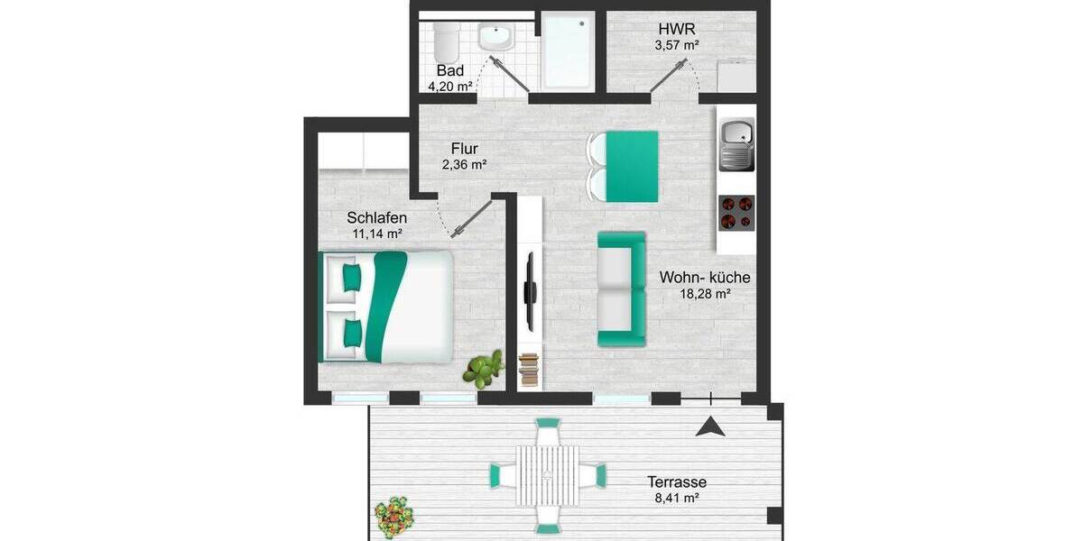 Etagenwohnung Twistringen - 2 Zimmer, 42 m&sup2;, 600&euro; | Angebot:25741129