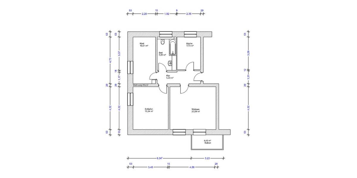 Etagenwohnung Magdeburg Berliner Chaussee - 3 Zimmer, 65 m&sup2;, 550&euro; | Angebot:26814204
