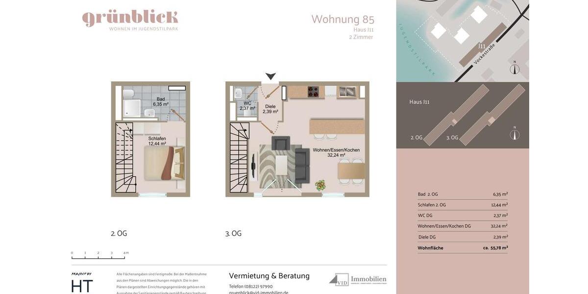 Etagenwohnung Haar - 2 Zimmer, 56 m&sup2;, 1.295&euro; | Angebot:24506309