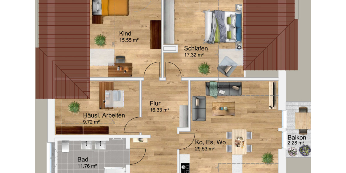 Etagenwohnung Krailling Pentenried - 4 Zimmer, 99 m&sup2;, 1.890&euro; | Angebot:26153943