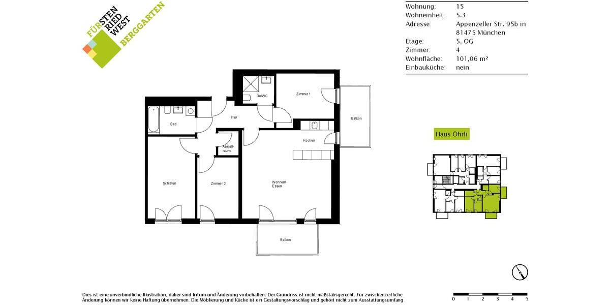 Etagenwohnung München Thalkirchen-Obersendling-Forstenried-Fürstenried-S - 4 Zimmer, 101 m&sup2;, 2.500&euro; | Angebot:24767049