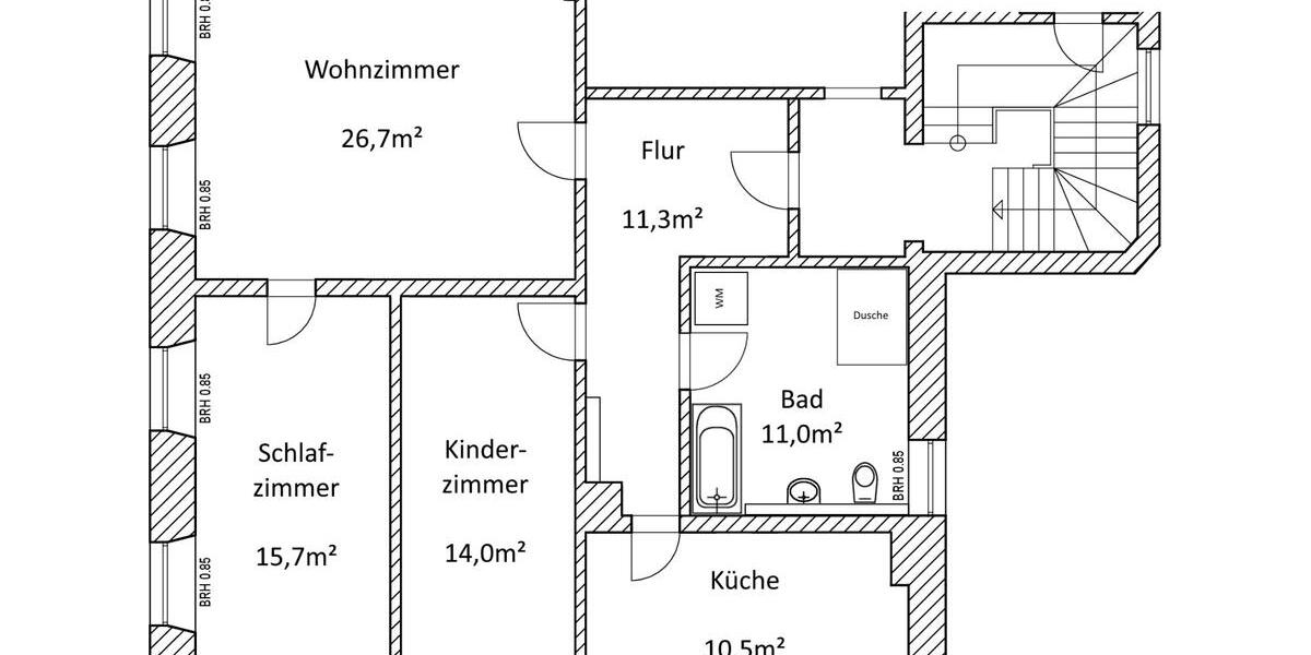 Etagenwohnung Großenhain - 3 Zimmer, 89 m&sup2;, 757&euro; | Angebot:26020684