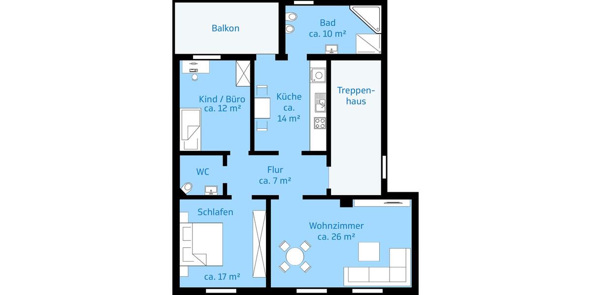 Etagenwohnung Schloß Holte-Stukenbrock Stukenbrock - 3 Zimmer, 93 m&sup2;, 970&euro; | Angebot:25341212