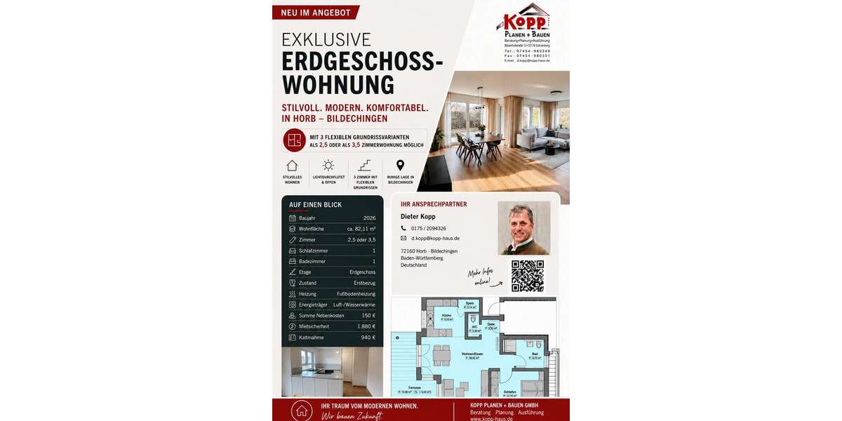 Etagenwohnung Horb am Neckar - 2.5 Zimmer, 82 m&sup2;, 940&euro; | Angebot:27032829