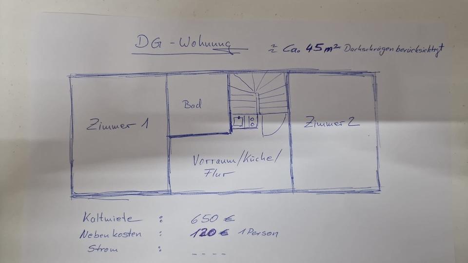 2-Zimmer-Dachgeschosswohnung (ca. 45 m²) 2 zimmer