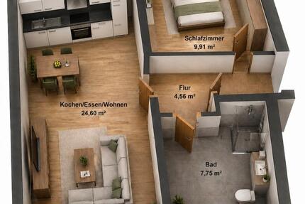 Wohnung Karlsruhe Hagsfeld - 2 Zimmer, 47 m&sup2;, 1.000&euro; | Angebot:26439167