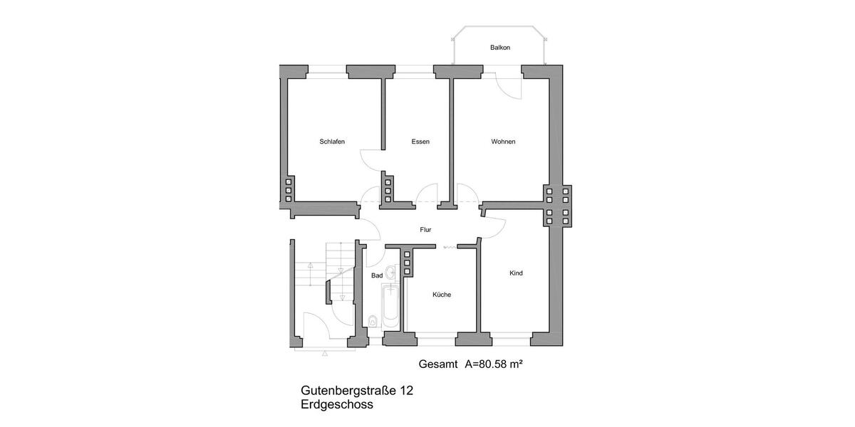 4 Raum Wohnung mit Balkon in Gutenbergstr. 12, Weißenfels 4 zimmer