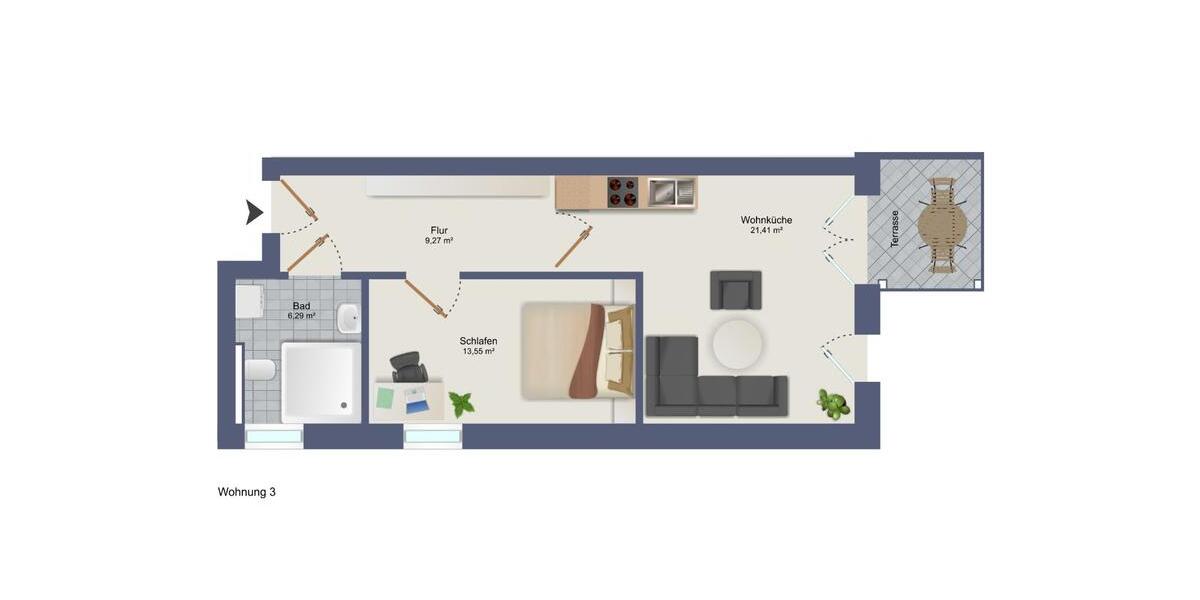 Erdgeschoßwohnung Diepholz - 2 Zimmer, 53 m&sup2;, 820&euro; | Angebot:25220663