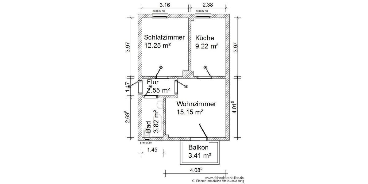 Etagenwohnung Halsbrücke - 2 Zimmer, 46 m&sup2;, 255&euro; | Angebot:25351057