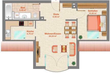 Wohnung Freystadt - 2 Zimmer, 47 m&sup2;, 700&euro; | Angebot:24840987