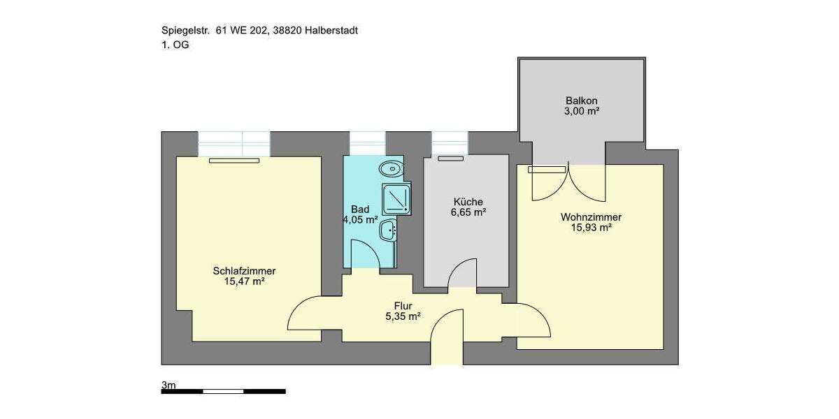 Etagenwohnung Halberstadt - 2 Zimmer, 52 m&sup2;, 363&euro; | Angebot:25525752