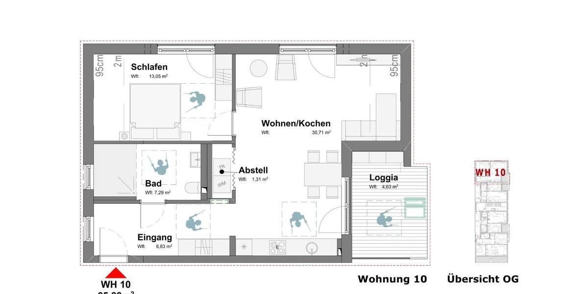 Dachgeschoßwohnung Dinkelscherben - 2 Zimmer, 66 m&sup2;, 1.000&euro; | Angebot:26120686