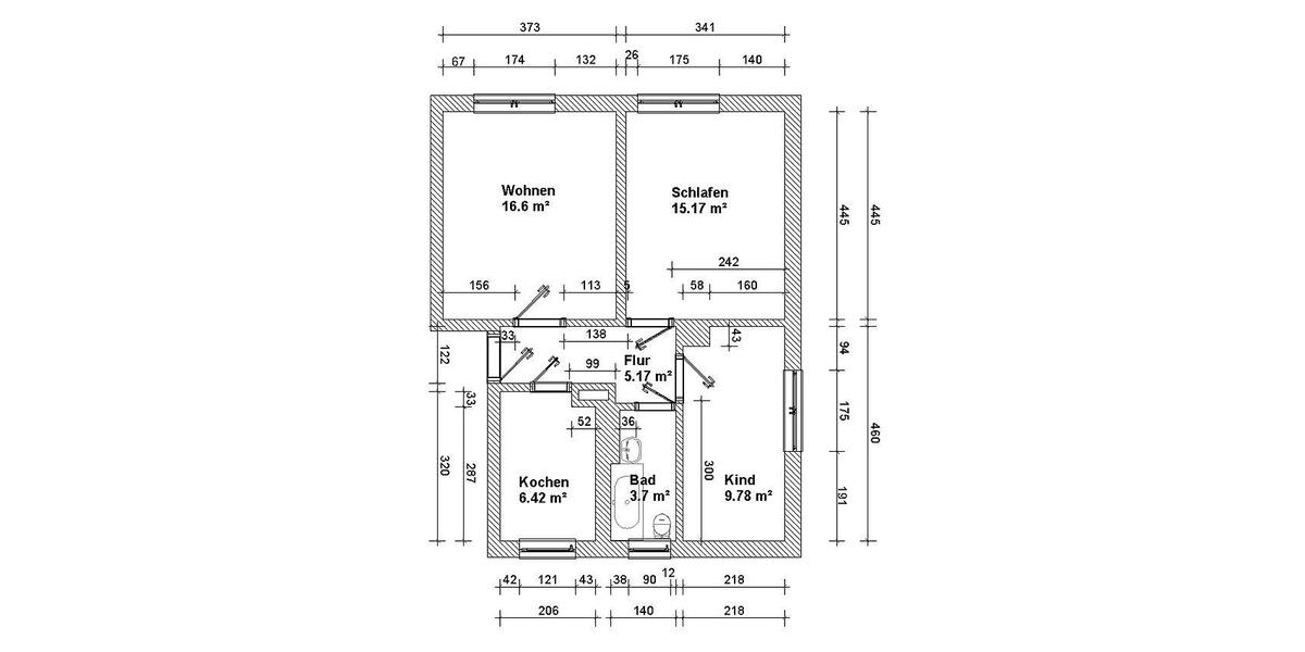 Etagenwohnung Mülsen - 3 Zimmer, 57 m&sup2;, 345&euro; | Angebot:26296738