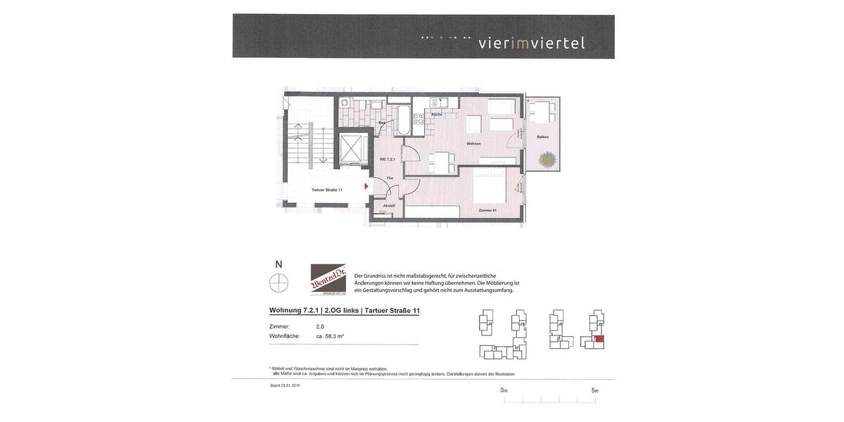 Etagenwohnung Lüneburg Ebensberg - 2 Zimmer, 58 m&sup2;, 805&euro; | Angebot:26562814