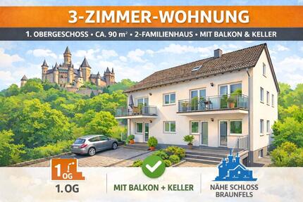 Wohnung Braunfels - 3 Zimmer, 90 m&sup2;, 900&euro; | Angebot:24731768