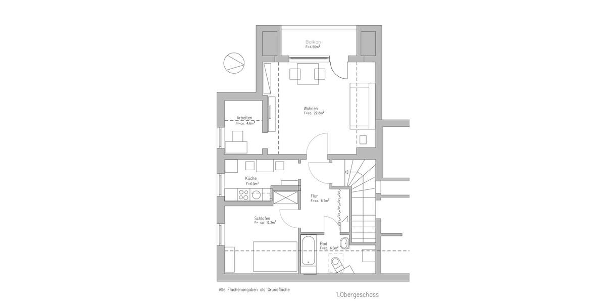 Etagenwohnung Hannover Bothfeld-Vahrenheide - 2 Zimmer, 58 m&sup2;, 980&euro; | Angebot:26605298