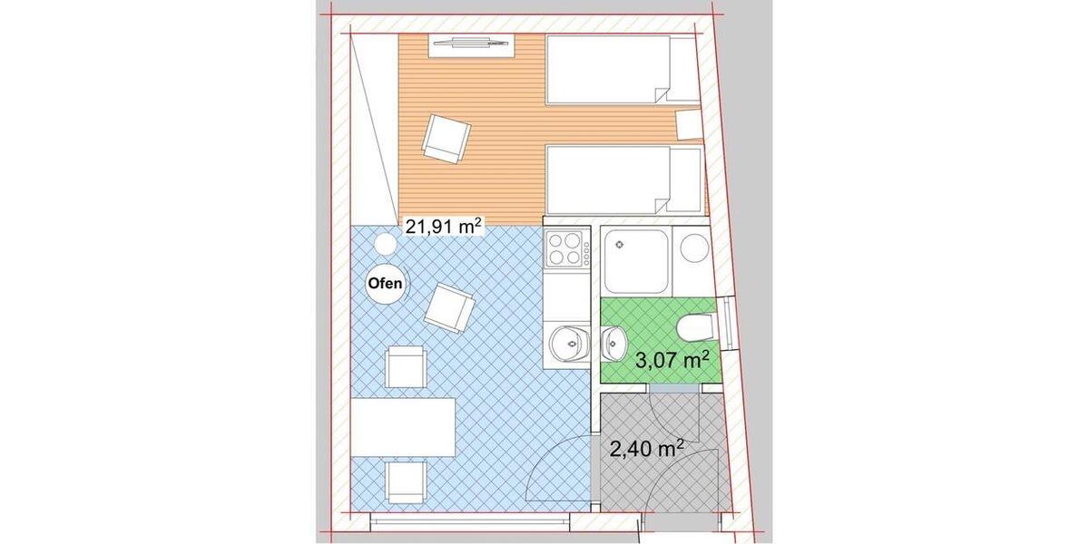 Etagenwohnung Zwingenberg - 1 Zimmer, 27 m&sup2;, 1.000&euro; | Angebot:25173724