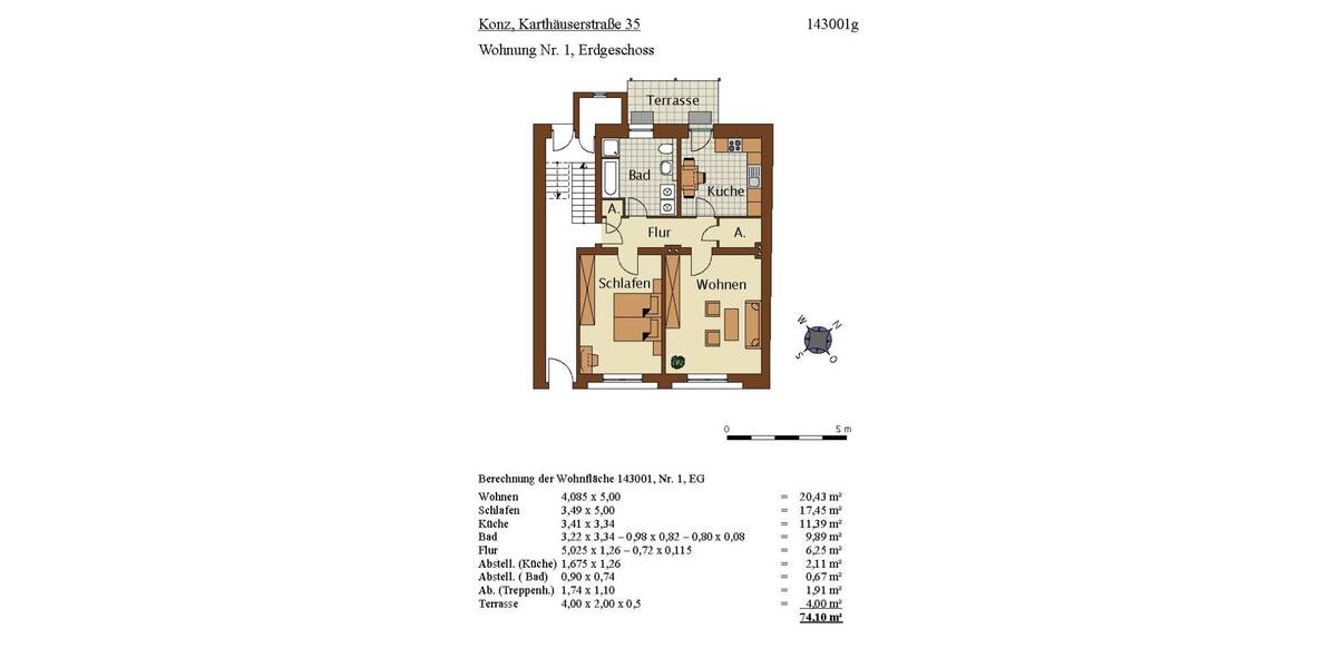 Etagenwohnung Konz Karthaus - 2 Zimmer, 74 m&sup2;, 635&euro; | Angebot:25701087