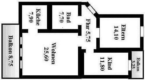 Etagenwohnung Kaiserslautern Engelshof - 3 Zimmer, 80 m&sup2;, 800&euro; | Angebot:26161643
