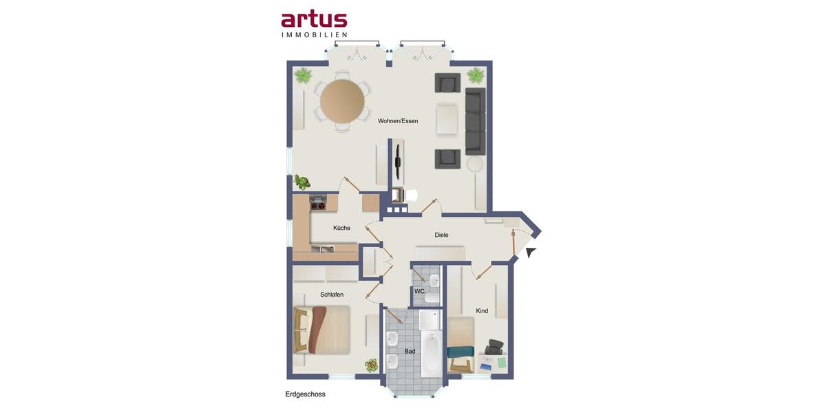 Etagenwohnung Bayreuth City - 3 Zimmer, 102 m&sup2;, 1.224&euro; | Angebot:24676683