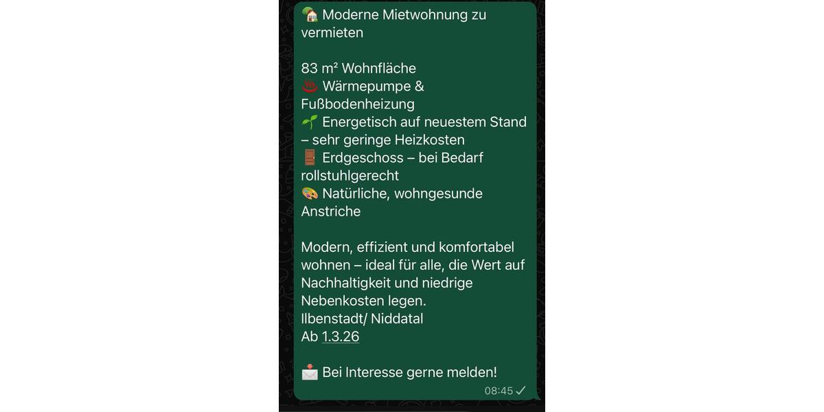 Erdgeschoßwohnung Niddatal - 3 Zimmer, 83 m&sup2;, 980&euro; | Angebot:24627266