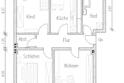 3-Raum-Wohnung plus separates Zimmer im 4.OG, Wiesenstraße 4 zimmer