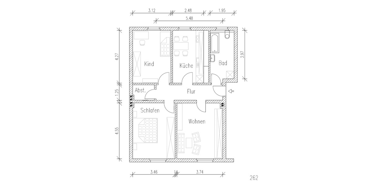 Etagenwohnung Eisenach - 4 Zimmer, 79 m&sup2;, 471&euro; | Angebot:24416046